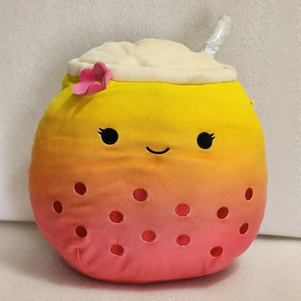 Squishmallows Bergit the Boba Tea Pink Yellow White Plush 11"
